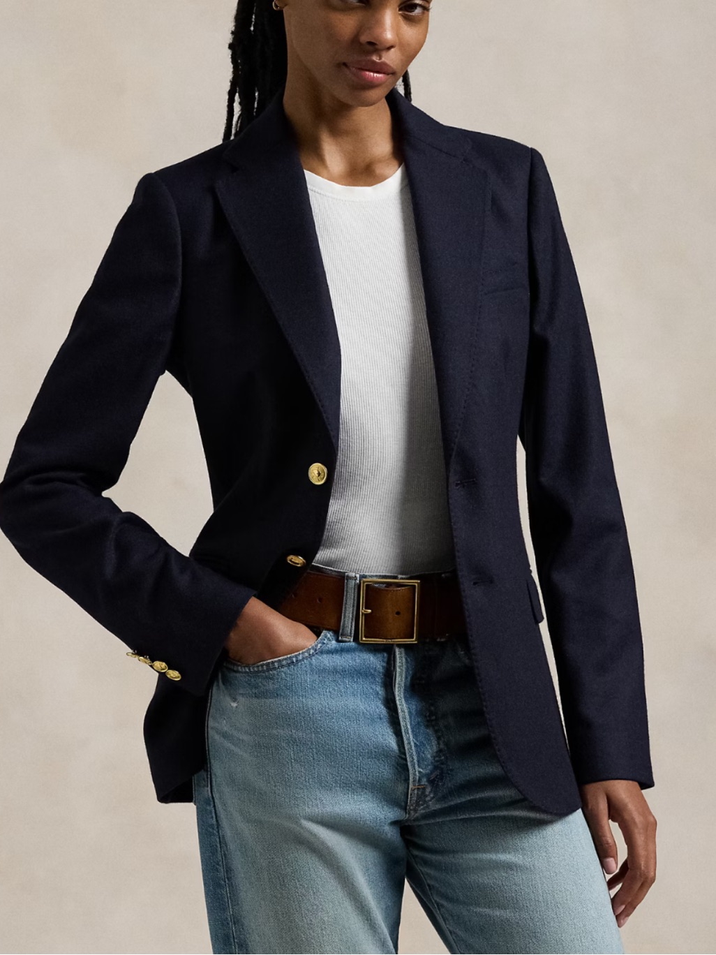 Talbots Aberdeen Wool Blend Classic Navy Single-Breasted Blazer